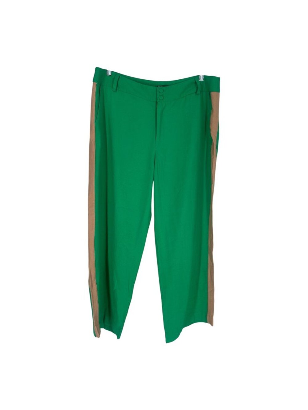 Intimatto Green Palazzo Pants 2XL Plus Size Wide Leg Stripe Vacation Trousers